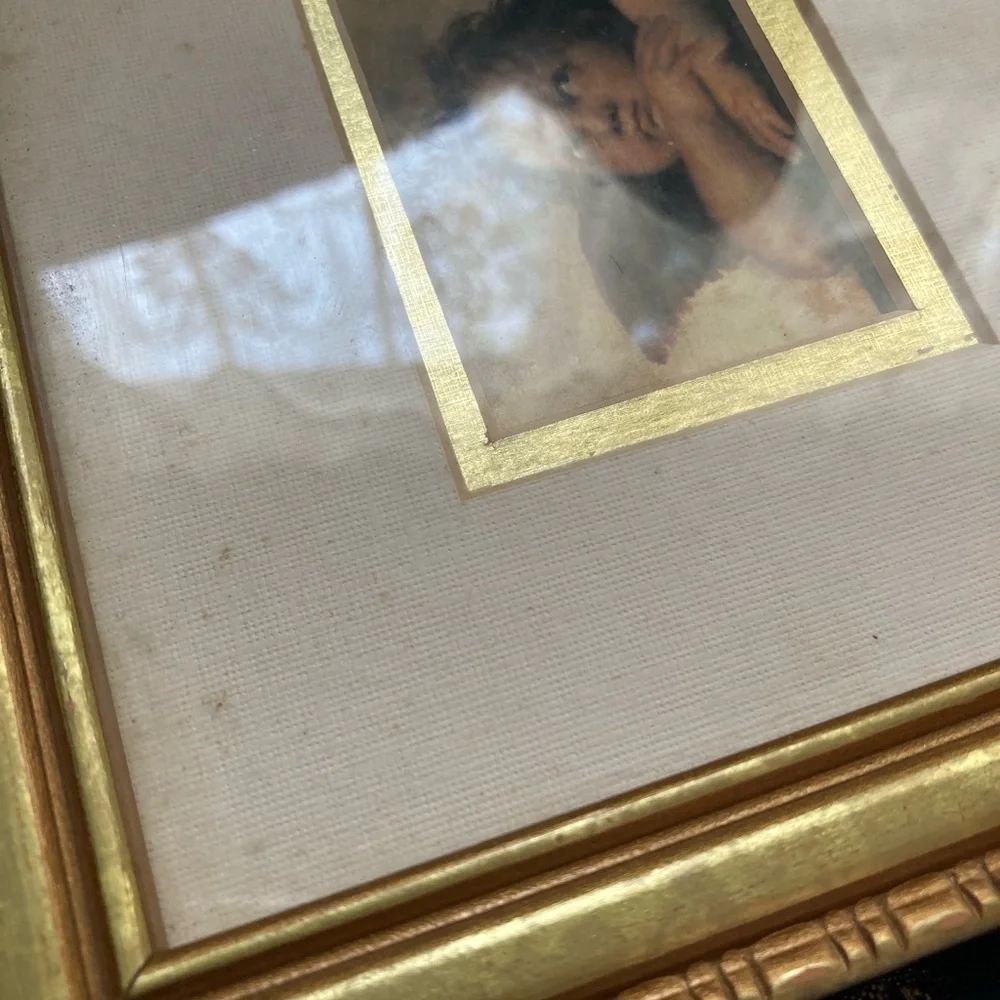 👼Vintage Cherub Sistine Madonna by Raphael Print in Gold Frame
